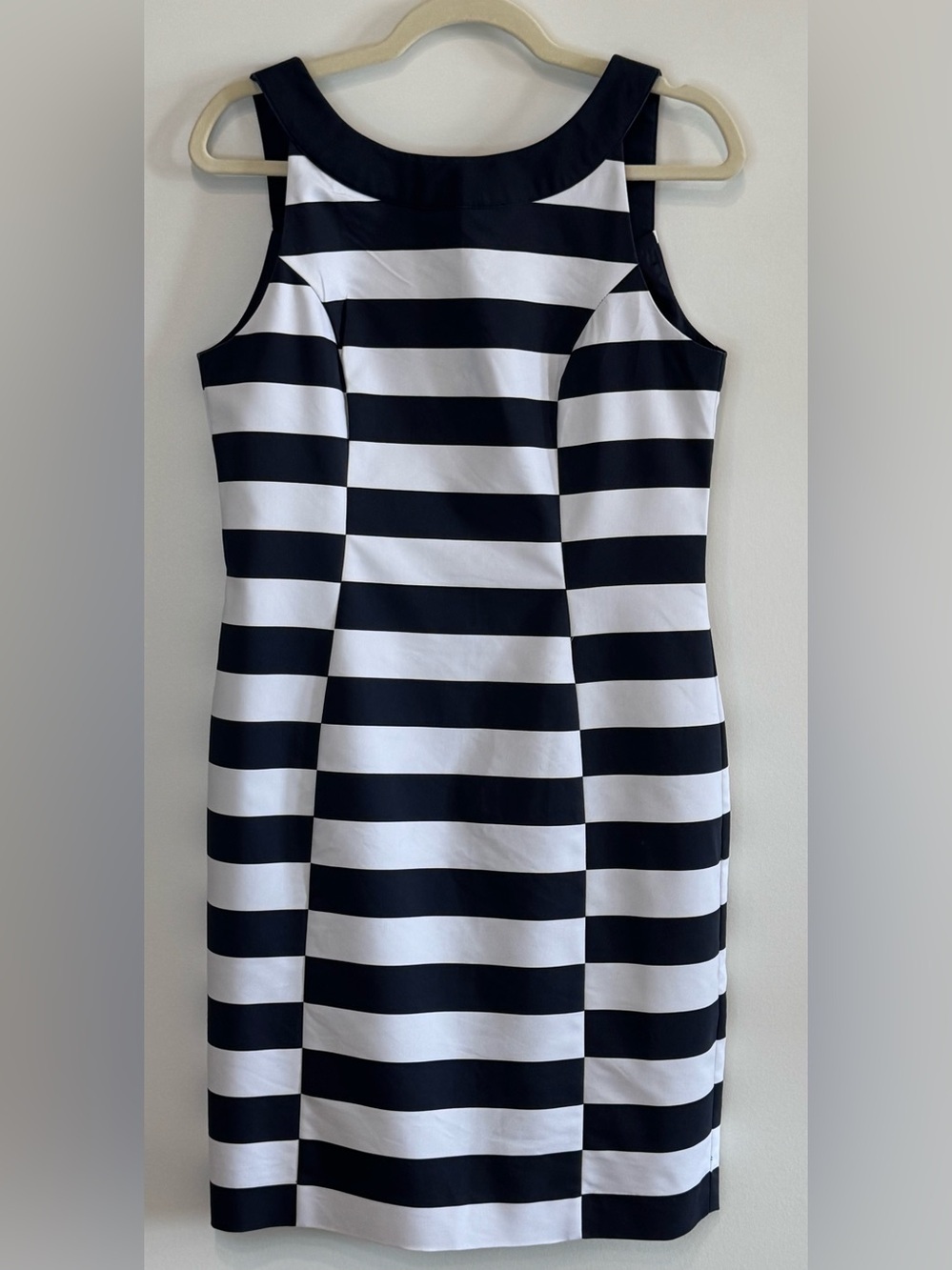 H&M Navy & White Striped Sleeveless Sheath Dress Size 12